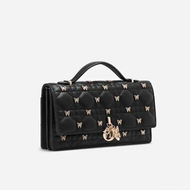 Cheap Butterfly Black Bag Dior Studs Top Cannage Handle Miss Lambskin with 0701 Luxury